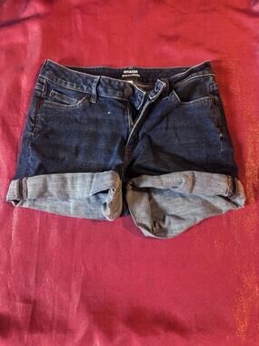 Amazon Essentials Shorts Womens 4 Cuffed Denim Mid Rise Five Pocket Blue Casual